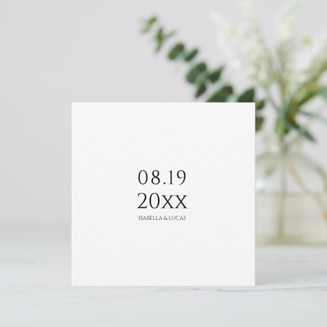 Invitación a la boda cuadrada de escritura Minimal (Anverso de pie)
