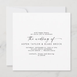 Invitación a la boda cuadrada de guión moderno