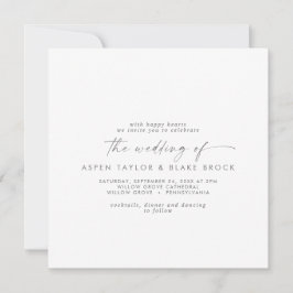 Invitación a la boda cuadrada de guión plateado mo