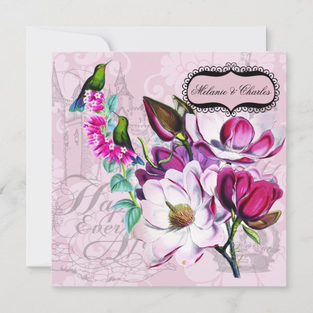 Invitación a la boda cuadrada de Hummingbirds Magn (Anverso)
