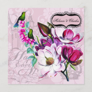 Invitación a la boda cuadrada de Hummingbirds Magn