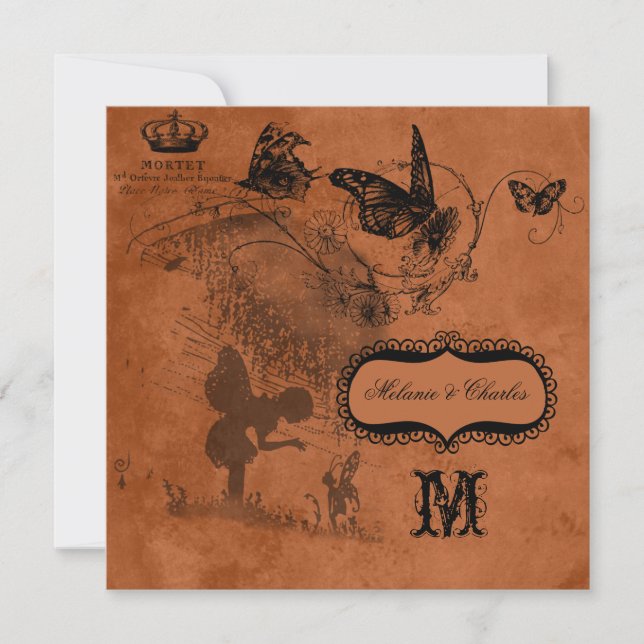 Invitación a la boda cuadrada de la boda del jardí (Anverso)