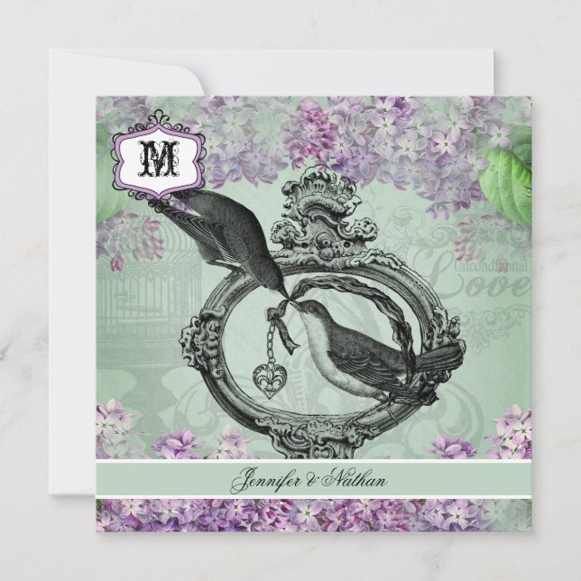 Invitación a la boda cuadrada de la cerradura de L (Anverso)