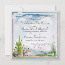 Invitación a la boda cuadrada de la duna de playa 