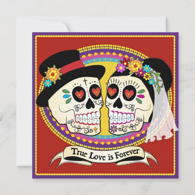 Invitación a la boda cuadrada de Los Novios (inglé (Anverso)