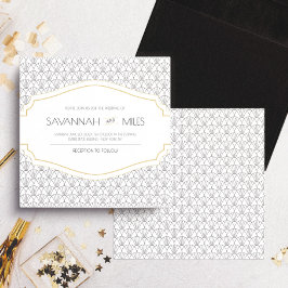 Invitación a la boda cuadrada de marco Art Deco