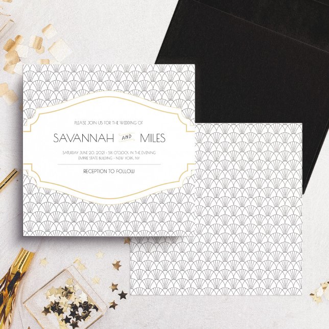 Invitación a la boda cuadrada de marco Art Deco (Subido por el creador)