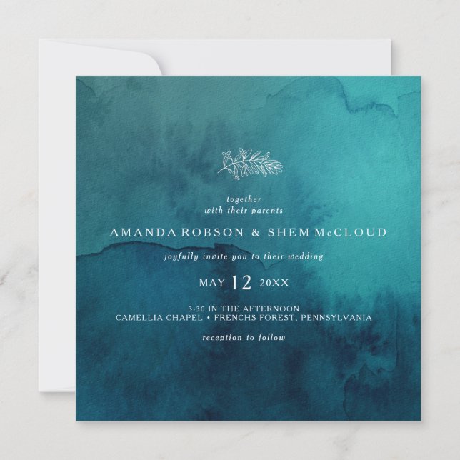 Invitación a la boda cuadrada de Moody Ocean Water (Anverso)