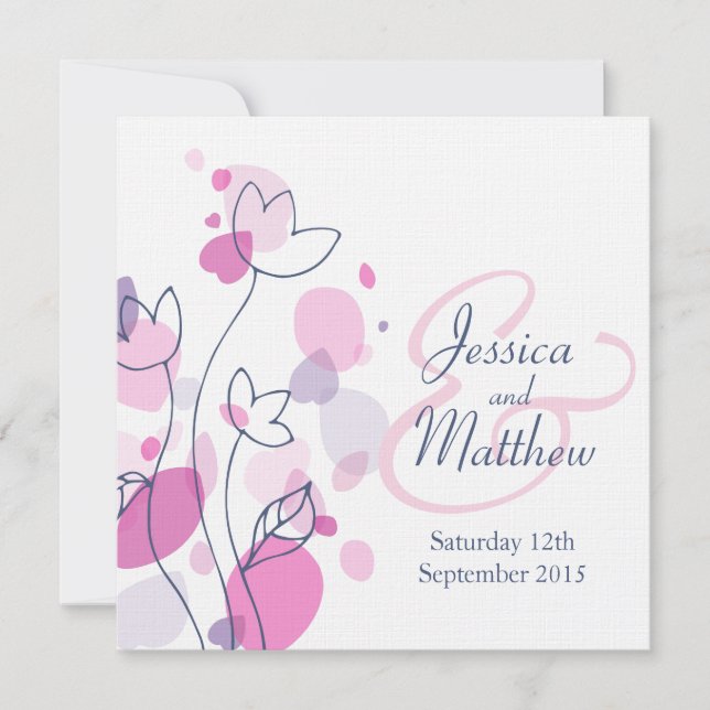 Invitación a la boda cuadrada de pétalos de flores (Anverso)