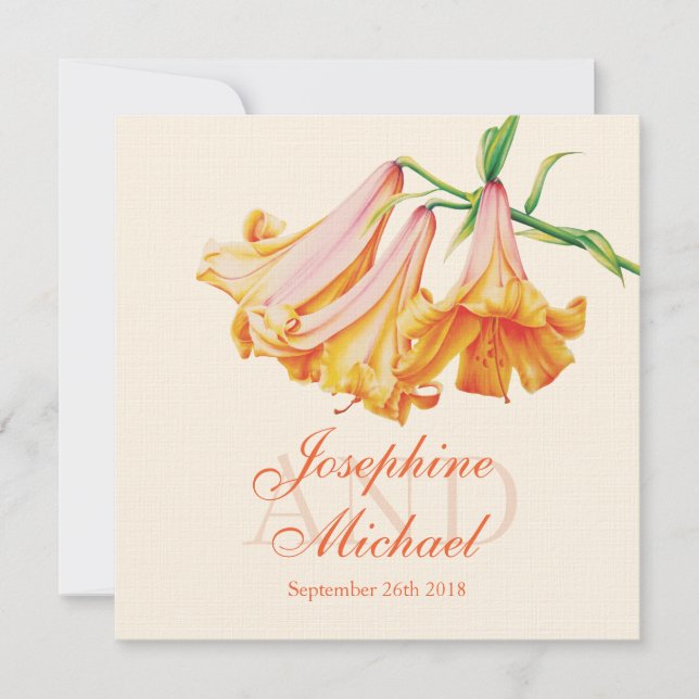 Invitación a la boda cuadrada de pinturas florales (Anverso)