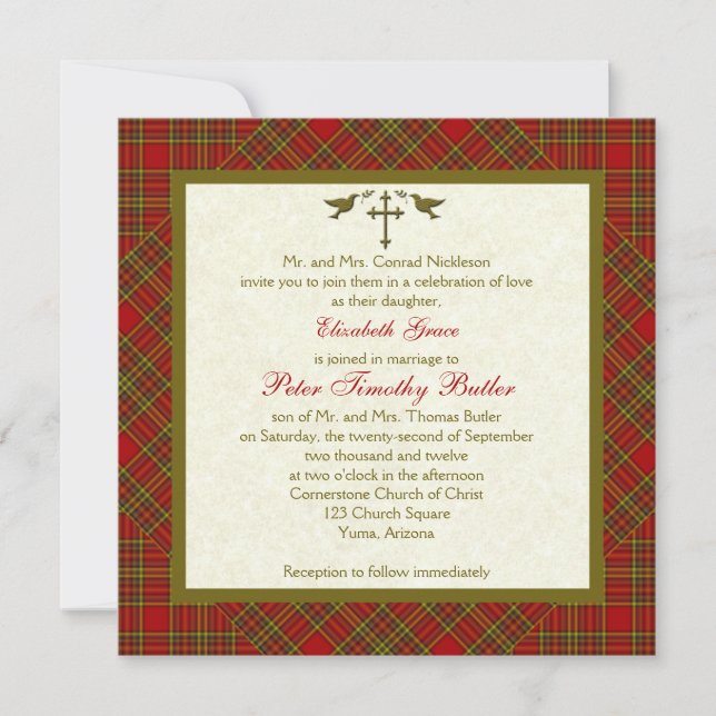 Invitación a la boda cuadrada del otoño cristiano (Anverso)