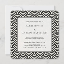 Invitación a la boda cuadrada en blanco y negro