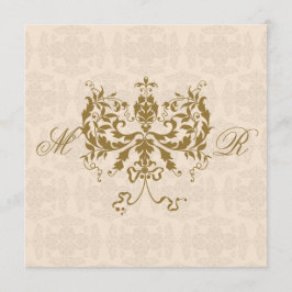 Invitación a la boda cuadrada inicial de crema y D