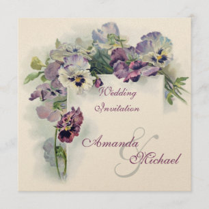 Invitación a la boda cuadrada púrpura
