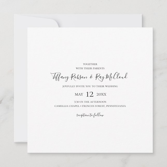Invitación a la boda cuadrada simple y elegante (Anverso)