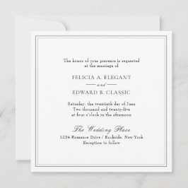 Invitación a la boda cuadrada tipográfica clásica
