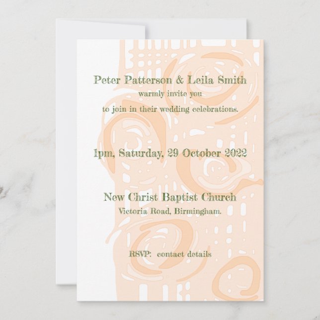 Invitación a la boda Cultura Mosaica Floral Peach  (Anverso)