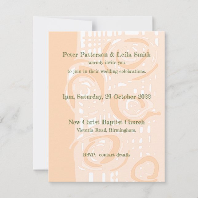 Invitación a la boda Cultura Mosaica Floral Peach (Anverso)