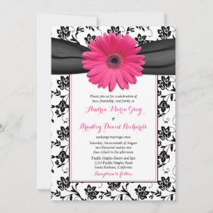 Invitación a la boda Daisy rosa de Damasco blanco 