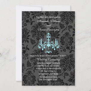 Invitación a la boda damascal victoriana (turquesa