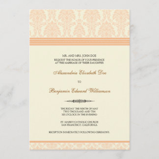 Invitación a la boda Damasco encantadora (melocotó
