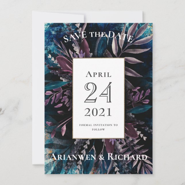 Invitación a la boda Dark y Moody (Anverso)