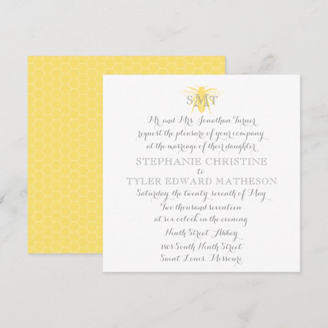 Invitación a la boda de abejas (Anverso / Reverso)