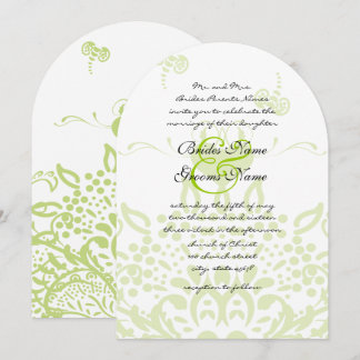 Invitación a la boda de abejas verdes y corazones