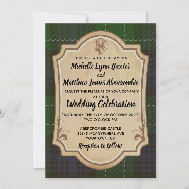 Invitación a la boda de Abercrombie Tartan (Anverso)