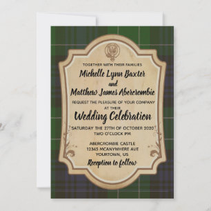 Invitación a la boda de Abercrombie Tartan