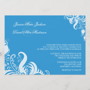 Invitación a la boda de Acento Floral Azul Regatta