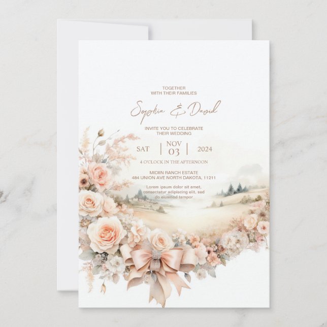 Invitación a la boda de acuarela (Anverso)