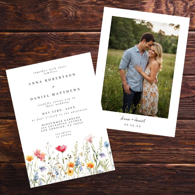 Invitación a la boda de acuarela con flores silves (Subido por el creador)