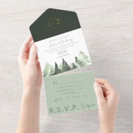 Invitación a la boda de acuarela de bosque