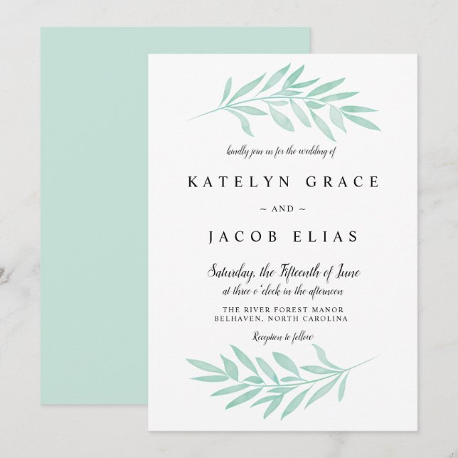 Invitación a la boda de acuarela de la Fábrica de  (Anverso / Reverso)