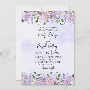 Invitación a la boda de acuarela de Lilac