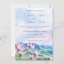 Invitación a la boda de acuarela de montaña