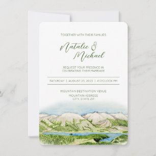 Invitación a la boda de acuarela de montaña rusa