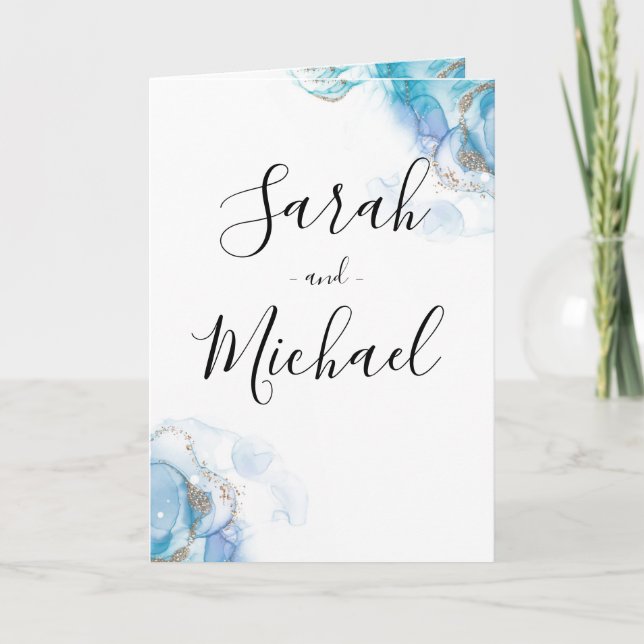 Invitación a la boda de acuarela de oro abstracto (Anverso)