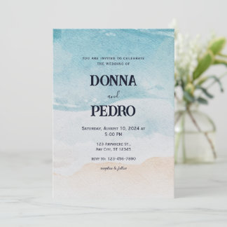 Invitación a la boda de acuarela de playa rusa