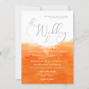 Invitación a la boda de acuarela de Tangerine