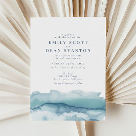 Invitación a la boda de acuarela del océano azul