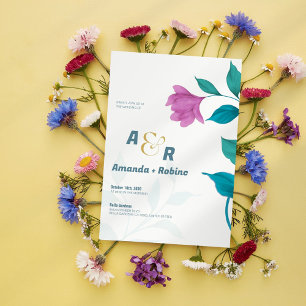 Invitación a la boda de acuarela en el jardín flor
