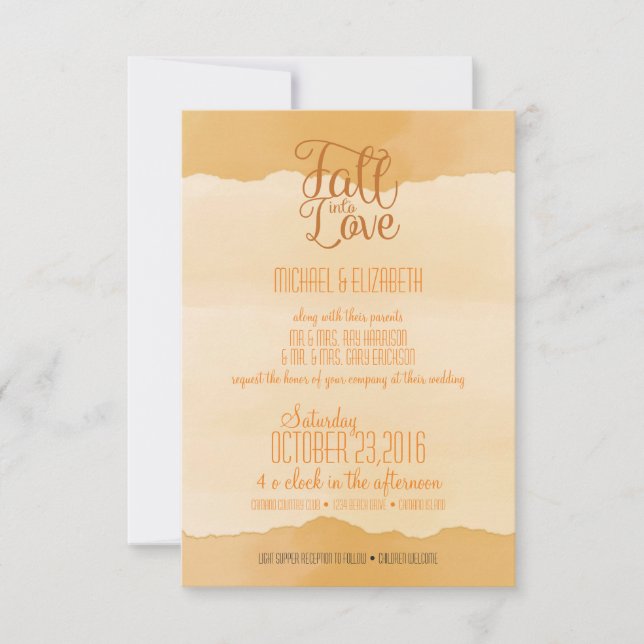 Invitación a la boda de acuarela en otoño (Anverso)