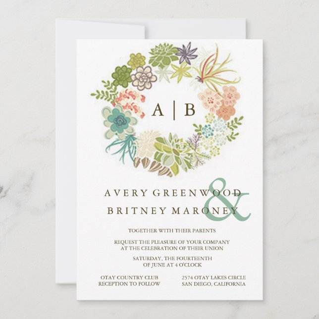 Invitación a la boda de acuarela exitosa (Anverso)