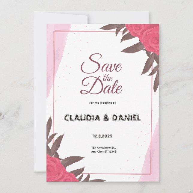 Invitación a la boda de acuarela floral (Anverso)