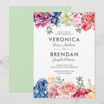 Invitación a la boda de acuarela floral brillante