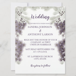 Invitación a la boda de acuarela floral de lavanda