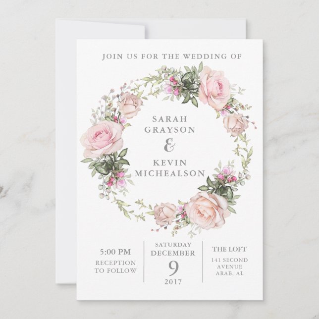 Invitación a la boda de acuarela floral de primave (Anverso)