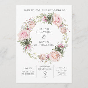 Invitación a la boda de acuarela floral de primave